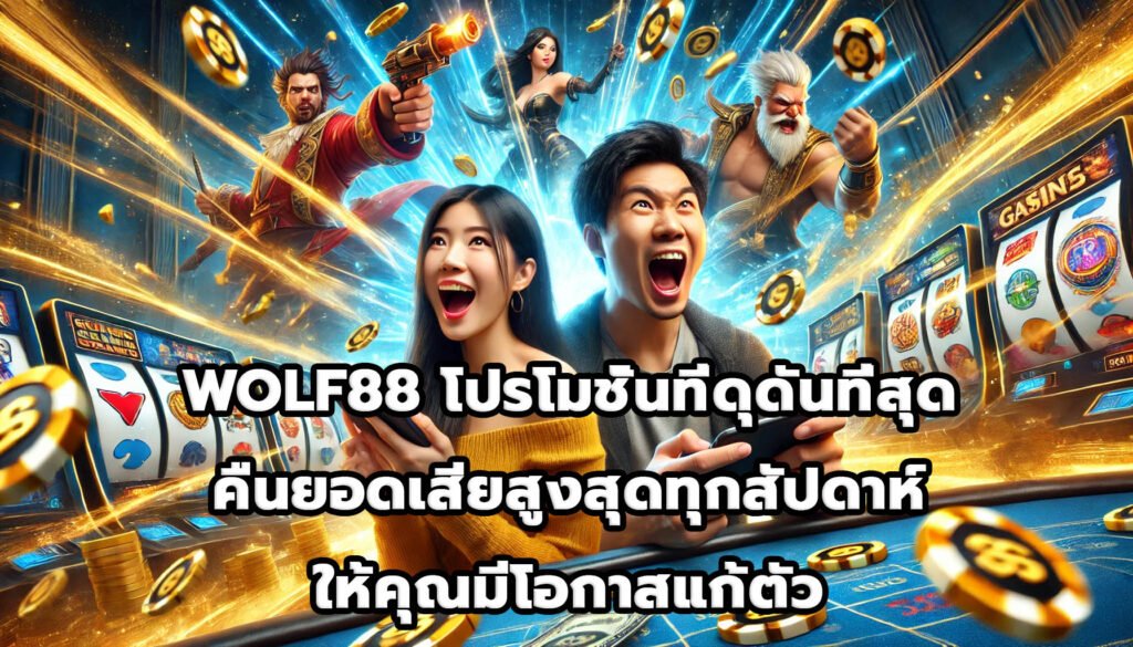 WOLF88 โปรโมชั่นที่ดุดันที่สุด คืนยอดเสียสูงสุดทุกสัปดาห์ ให้คุณมีโอกาสแก้ตัว